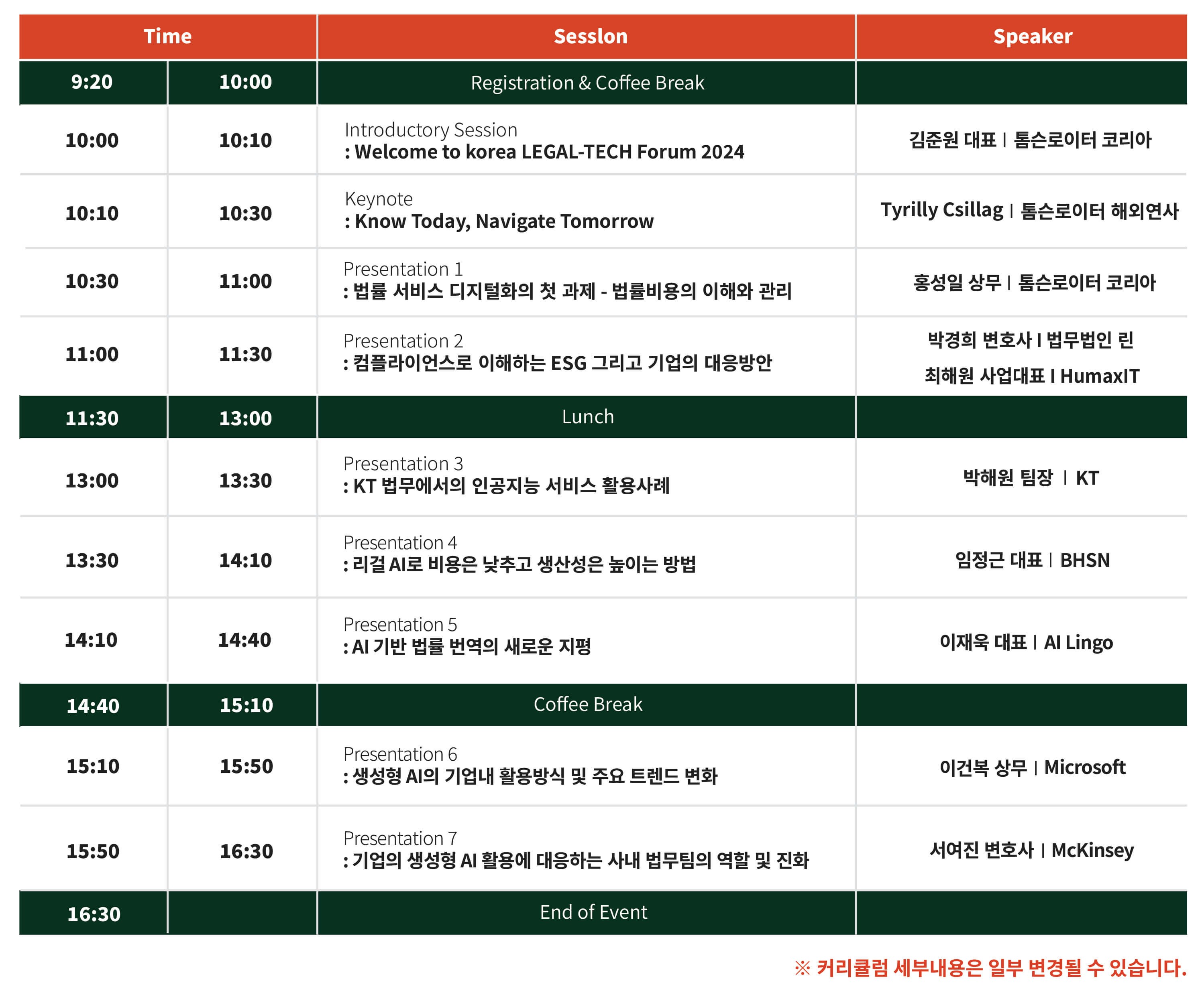 Korea Legal-Tech Forum 2024 Agenda
