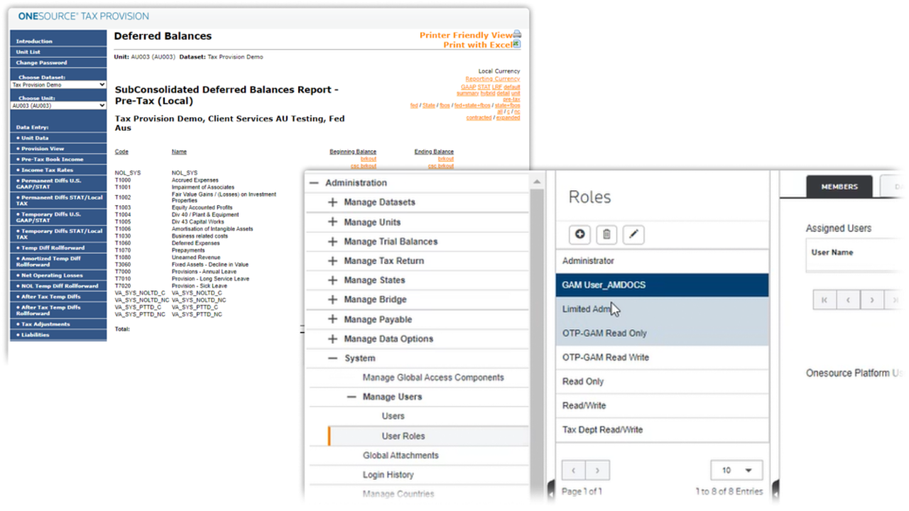 Flexible reporting — drill-down, self‑reconciling reports and tax visualizations